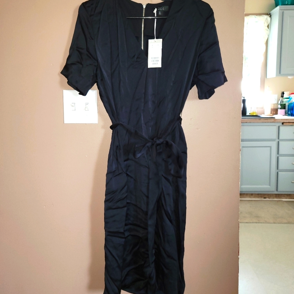 Nwt COS navy blue midi dress size 4